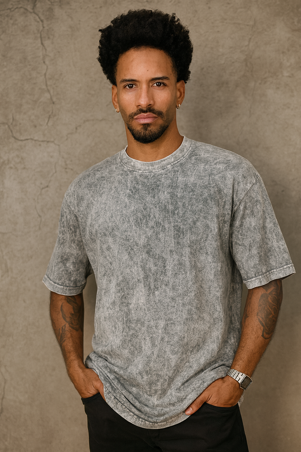 👕 Camiseta Oversize Acid Wash – Style Wall con Peso ⚡