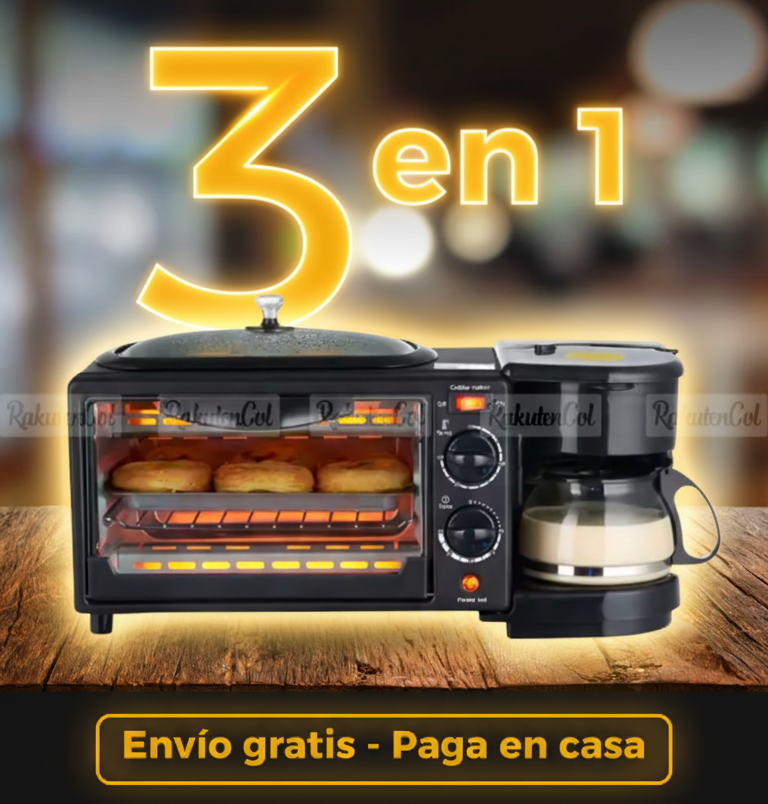 Horno Cafetera y Plancha hermética 3 en 1 + Obsequio Tapete Premium Absorvente!