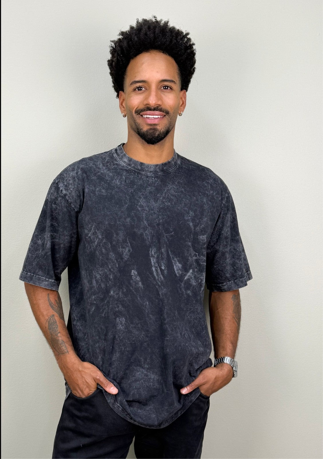 👕 Camiseta Oversize Acid Wash – Style Wall con Peso ⚡