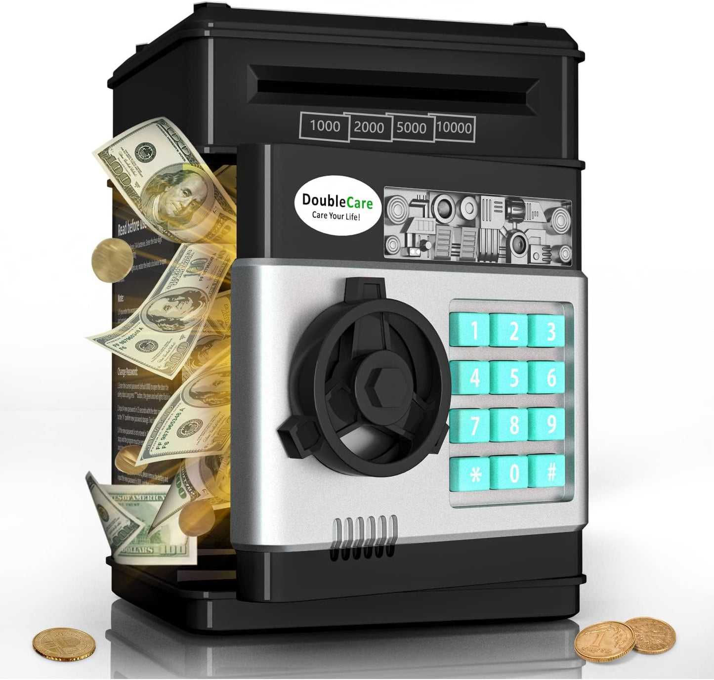 Alcancía Electrónica - Caja Fuerte Tragabillete - de Double Care + OBSEQUIO