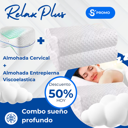 Almohada Visco-Smart Memoria Cervical Baja + Almohada Viscoelástica Entrepierna - Descanso Reparador