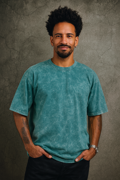 👕 Camiseta Oversize Acid Wash – Style Wall con Peso ⚡