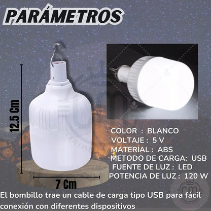 💡 Paga 2 Lleva X4 Bombillos LED Recargable 120W USB Portátil Emergencia (Ultimas 24 horas)
