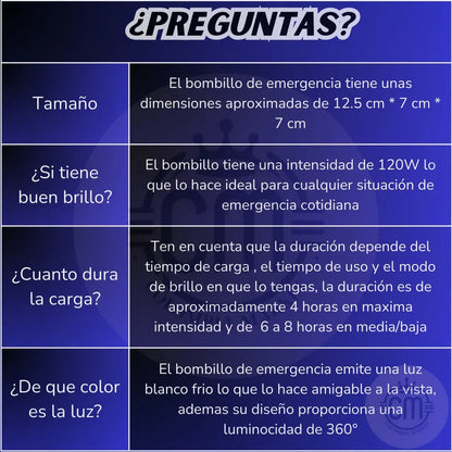 💡 Paga 2 Lleva X4 Bombillos LED Recargable 120W USB Portátil Emergencia (Ultimas 24 horas)