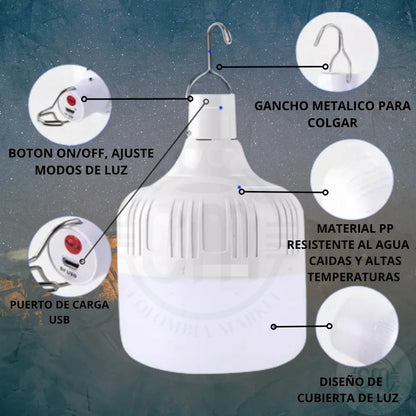 💡 Paga 2 Lleva X4 Bombillos LED Recargable 120W USB Portátil Emergencia (Ultimas 24 horas)
