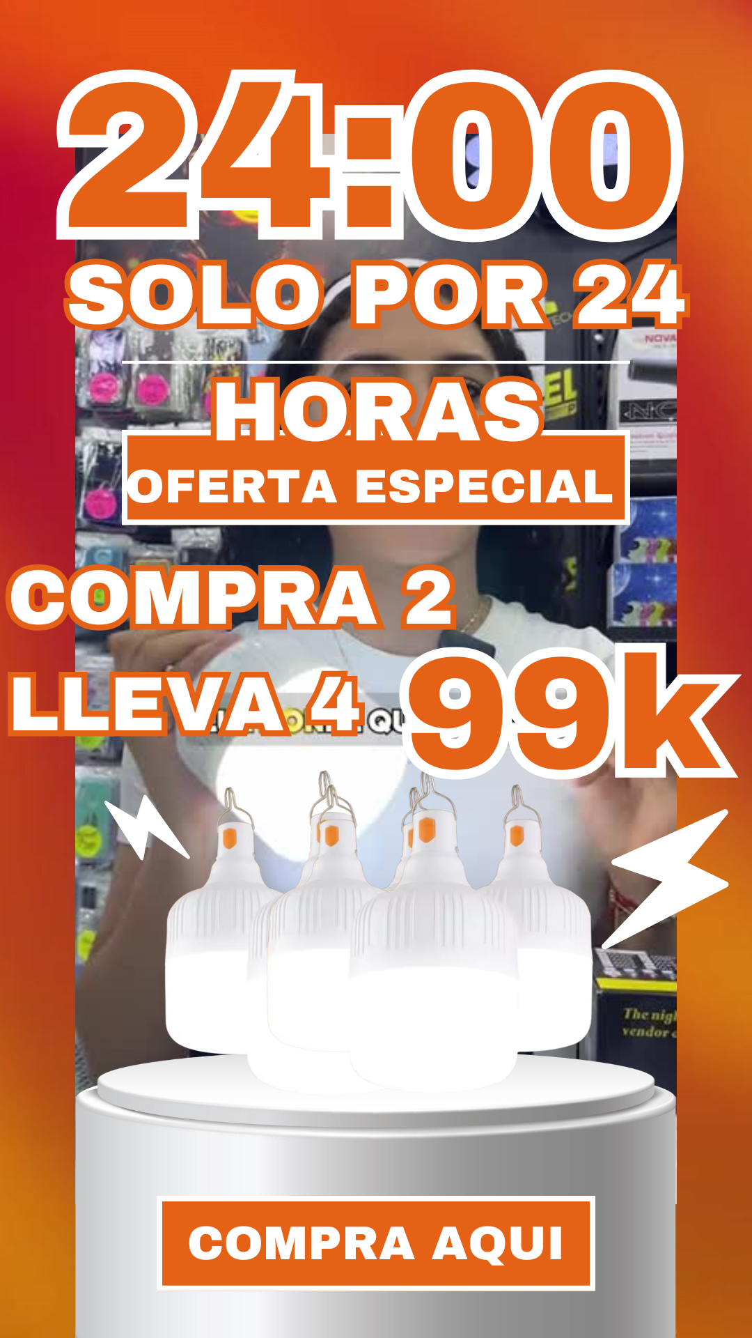 💡 Paga 2 Lleva X4 Bombillos LED Recargable 120W USB Portátil Emergencia (Ultimas 24 horas)