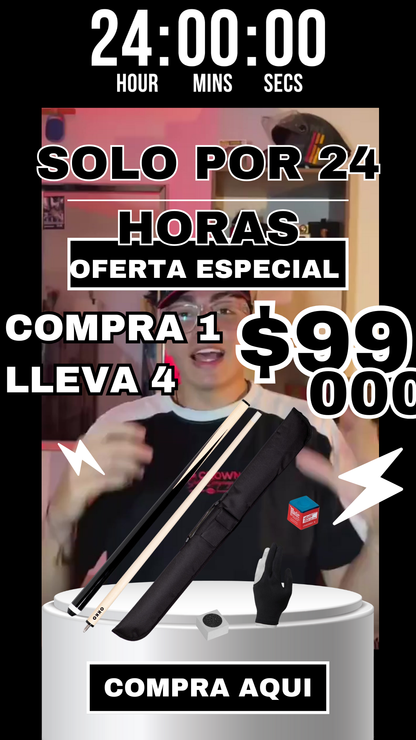 Taco OKKO Billar Maple Canadiense + Estuche + Guante + Tiza MEGA PROMO 24H