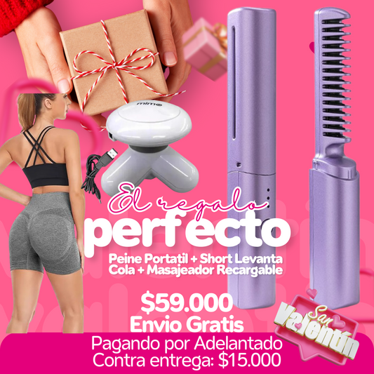Peine Electrico Portátil + Short Push Up + Masajeador recargable